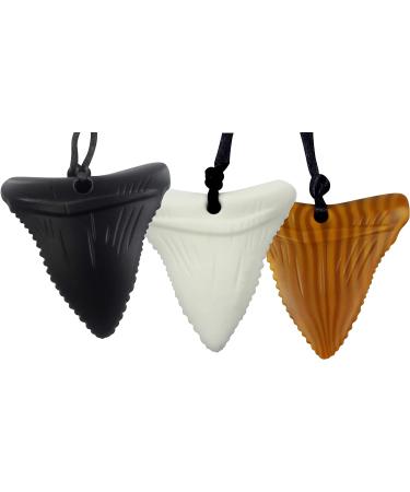 Mommy's Touch Shark Tooth Silicone Teething Necklaces - 3-Pack for Special Needs Kids - Black, White & Wood Design - Buy Online on SooperMarket.com