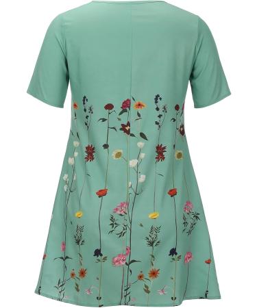 Women's Green Maxi Dress - Casual Short Sleeve Boho Sundress with Pockets (Size Small) - Buy Online on SooperMarket.com
