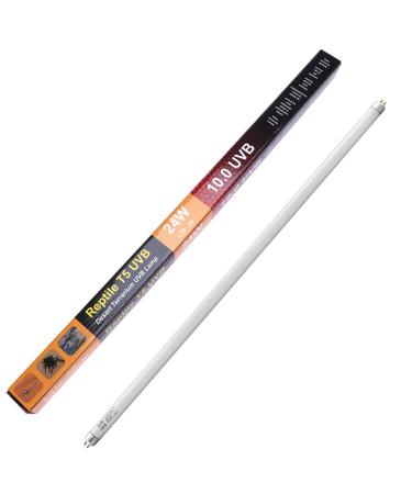 DERNORD T5 UVB Fluorescent Tube - 10.0 24W UV Tube Light Bulb 24 Inch Reptile Heat Lamp Tube Light for Tortoise Bearded Dragons Vivarium Lighting 24W 10.0