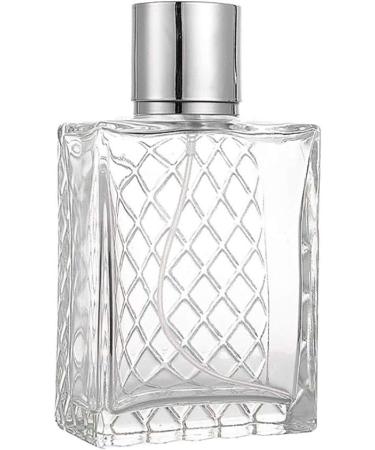 100ml Empty Perfume Bottle with Atomizer Pump - Square Clear Glass Silver Cap | Ideal for Self-Filling Fragrance - Buy Online on SooperMarket.com