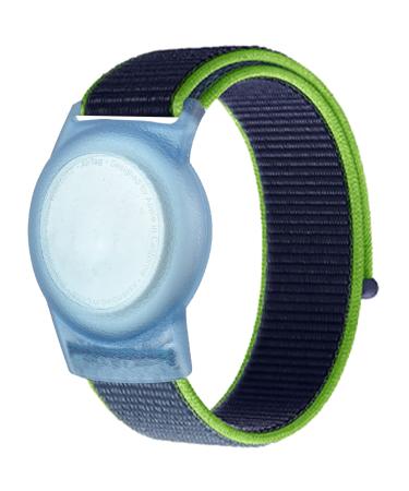Kids Wristband Compatible with Apple AirTag, Protective Case for Air Tag GPS Tracker Holder with Nylon Bracelet, Adjustable Anti Lost Watch Band for Toddler Child Elder (Dark & Blue) Dark Blue