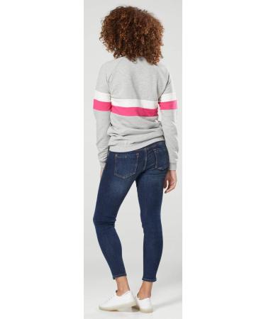Happy Mama Women's Maternity Nursing Zipped Sweatshirt Striped Jumper 1110 - Grey Melange Size 16 - Buy Online on SooperMarket.com