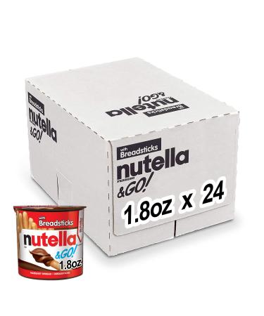 Nutella & GO! Hazelnut And Cocoa Spread With Breadsticks, Snack Pack, Easter Basket Stuffers, 1.8 oz each, Bulk 24 Pack Breadsticks, 24 Count