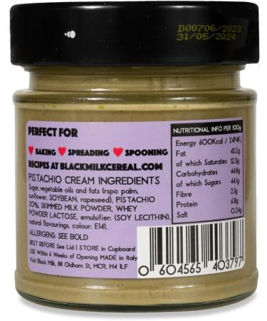 Black Milk Pistachio Cream Spread 230g - Made In Italy - Bake or Spread - Gluten Free - Single Jar 1 - Buy Online on SooperMarket.com