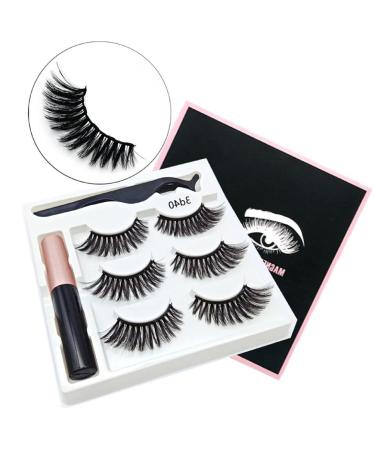 Magnetic Eyelashes And Eyeliner Kit 3 Pairs Reusable Magnetic Lashes With Eyeliner 3D Natural Look False Eyelashes Magnetic Eyelashes Natural Looking Lashes