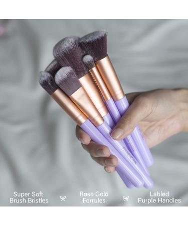 Nicole Miller 10 Piece Makeup Brush Set | Premium Foundation & Eye Brushes | Perfect Gift (Purple - Buy Online on SooperMarket.com