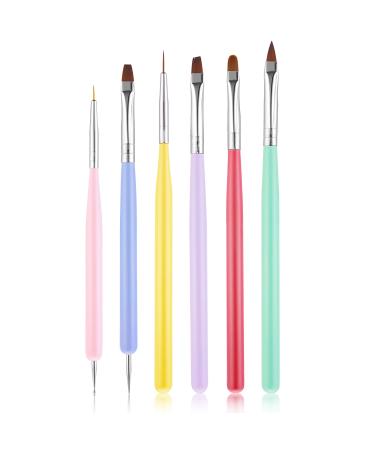 WLLHYF Nail Art Brushes Set 6Pcs Nail Art Design Tools Carved Brush Nail Gel Polish Brush Art Liner Brush Nail Dotting Pen for Gel Nail Home Salon DIY Manicure