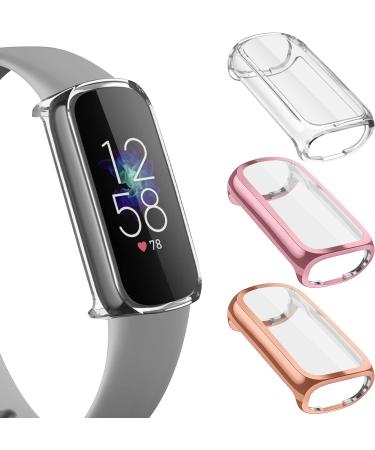 3 Pack Silicone Bands for Fitbit Luxe with Screen Protector Case - Women's Sport Replacement Wristbands - White, Pink, Violet - Large - Buy Online on SooperMarket.com