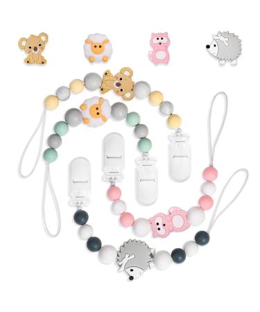 Pacifier Clip Soft Flexible Binky Holder Clips for Newborn Boy and Girl 4 Pack Pacifier Clips Neutral Baby Shower Christmas Gifts