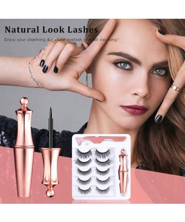 DREWALA Magnetic Eyelashes with Eyeliner Kit - 5 Pairs, 3D Natural Look, Waterproof, Easy to Apply, Reusable, Long Lasting - No Glue Needed False Eyelashes Pack - Buy Online on SooperMarket.com