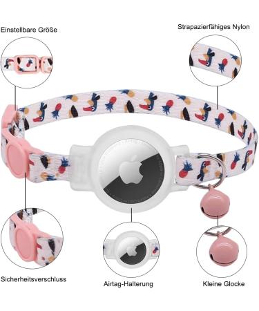 Mouyou Airtag Cat Collar - Adjustable Soft Nylon with Bell & Silicone Holder | Cute Animal Pattern | International Shipping - Buy Online on SooperMarket.com