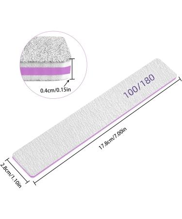 Lofuanna 15 Pack Professional Nail File Set - 100/180 Grit Double Sided Emery Board for Acrylic & Natural Nails - Manicure Tools for Home or Salon Use - Buy Online on SooperMarket.com