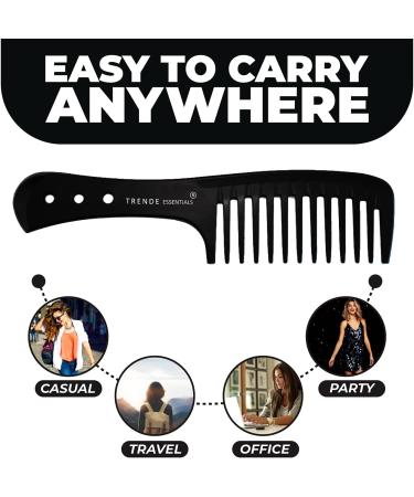 Trende Essentials Wide Tooth Comb - Heat Resistant Detangler for Curly Hair - Black - Buy Online on SooperMarket.com