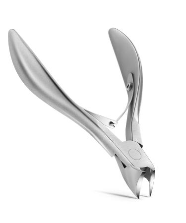 FERYES Toenail Clippers for Thick Nails Toe Nail Clippers for Ingrown Hard Toe Nail Fingernail - Large Handle Stainless Steel Olecranon Fingernail Clipper Silver 1 Count (Pack of 1)