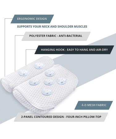 AmazeFan Bath Pillow with 4D Air Mesh Technology | 7 Suction Cups | Head, Back, Shoulder, and Neck Support | Fits All Bathtub, Hot Tub, and Home Spa - US Patent Design - Buy Online on SooperMarket.com