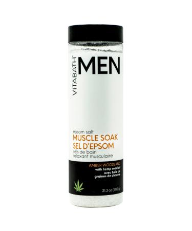 Vitabath Men's Amber Woodland Epsom Salt Muscle Soak Soothing Workout Recovery Soreness  Aches & Tension Relief Nourishing Relaxing Skin Detox & Body Moisturizing Therapy - 21.2 oz