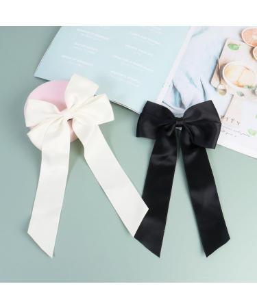 2 Pack Bow Hair Clips Black Hair Bows for Women Girls Large Bow Clips Hair Barrette Hair Accessories(Black Beige) - Buy Online on SooperMarket.com