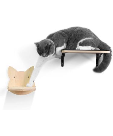 Wall Mounted Cat Hammock Shelf with Solid Rubber Wood Steps - Hanging Perches for Sleeping, Playing, and Climbing - Buy Online on SooperMarket.com
