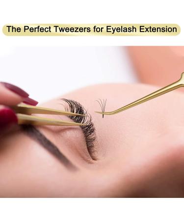 Professional Gold Curved Eyelash Extension Tweezers - Stainless Steel Precision for Volume Lashes | HG-T1 - Buy Online on SooperMarket.com