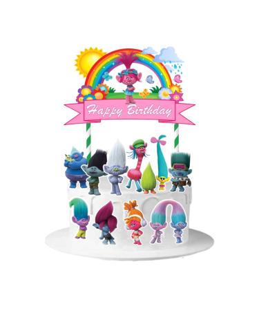 Trolls and Friends Poppy Branch Guy Diamond Birthday Cake Topper Cake Decoration Self-assembly