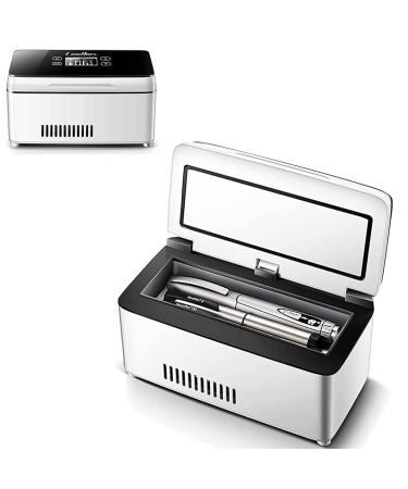 Portable Insulin Cooler Refrigerated Box Rechargeable LCD Display 2-8 Car Insulin Cooler Mini Constant Temperature Refrigerator for Home Car Travel Camping 3*Battery