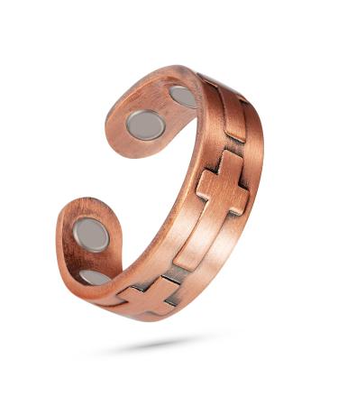 EnerCoppeX Copper Magnetic Ring for Women Lymphatic Drainage Adjustable Ring 3500 Gauss Magnet (CPR-0959)