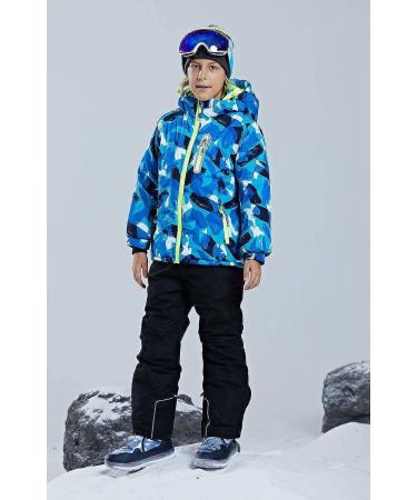 WOWULOVELY Kids Ski Snowsuit Set - Waterproof Boys Snow Jacket & Pants - Blue/Black - Size 10 - Buy Online on SooperMarket.com