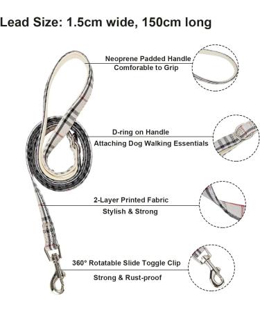 YUDOTE Plaid Step-In Dog Harness and Lead Set for Small Dogs and Cats - Beige, Size S | Front Clip Vest Harness UK Style - Buy Online on SooperMarket.com