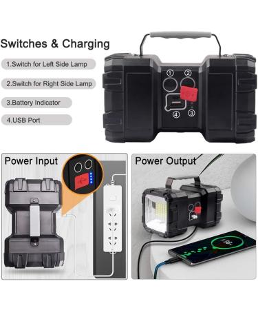 AlpsWolf Rechargeable LED Spotlight Flashlight | 10000mAh Capacity 1200LM | Waterproof Camping Flashlight with USB Output, Power Bank Function | 20h Standby, 3+4 Light Modes - Buy Online on SooperMarket.com