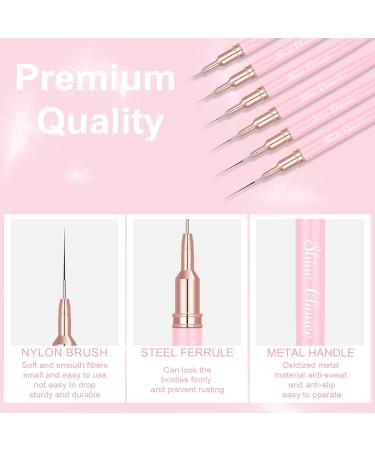Shince Chance Nail Art Liner Brushes Set 6Pcs Gel Polish Fine Drawing Tools for Nail Art Pink Acrylic Stripping Painting Pens - Buy Online on SooperMarket.com