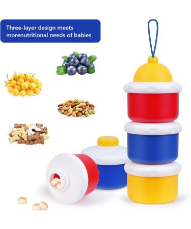 Vicloon 3-Layer Baby Milk Powder Dispenser & Snack Container - Portable Storage Pots in Red/Yellow/Blue - Buy Online on SooperMarket.com