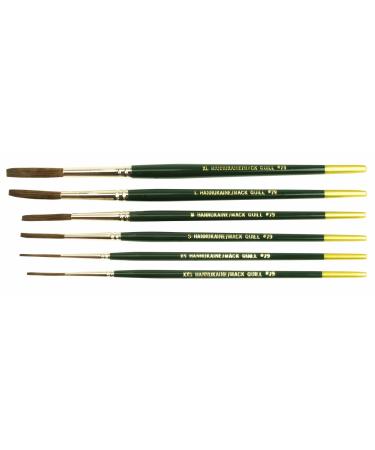 (6) Andrew Mack Brush Hannukaine Quill Brushes Series 79 Size XXS - XL Mixture Squirrel Taklon