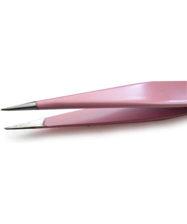 Stainless Steel Eyebrow Tweezers Set with Pointed and Slanted Tips + Curved Brow Scissors Pink Travel Case Included - Buy Online on SooperMarket.com
