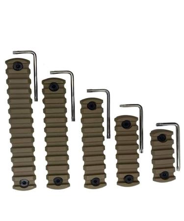 Gotical- 5-Pack Rail Sections Kit Fits M-Lok Rail Mount System  5-Slot, 7-Slot, 9-Slot, 11-Slot, 13-Slots Weaver Segment Mount for Hunting Lightweight Single Accessories Tan Printed Standard