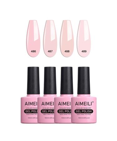 AIMEILI Gel Nail Polish Set Nude Gel Polish Set Soak Off UV LED Glossy Nail Salon Set Gel Varnish Nail Art Manicure Pedicure - Long Lasting & Easy to Apply 4pcs X 10ml - Kit28 KIT4-28 10 ml (Pack of 4)