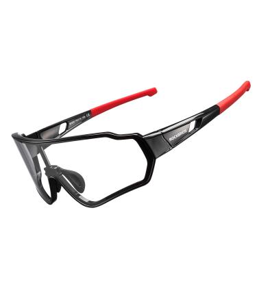 ROCKBROS Photochromic Sunglasses for Men Women Cycling Sunglasses Safety Sport Sunglasses UV Protection Black-red