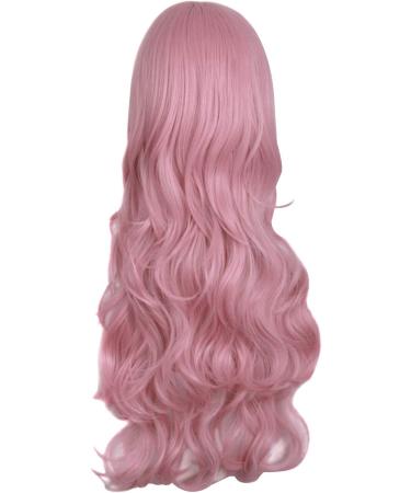 MapofBeauty 28/70cm Long Curly Pink Wig for Women - Charming Full Hair - Buy Online on SooperMarket.com