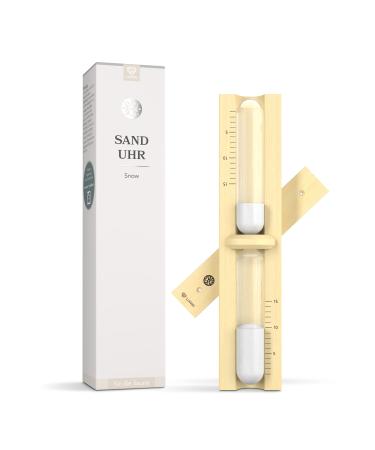 Lowell sauna hourglass - Snow saunahr - white sand sauna watch - ideal sauna accessories - made of natural ash wood high -quality workmanship - robust and heat -resistant - 15 min snow - white