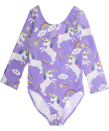 Girls Gymnastics Leotard Sparkle Dancewear Purple Unicorn - Size 6-7 Years - Buy Online on SooperMarket.com
