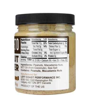 Keto Peanut Butter with Macadamia Nuts and MCT Oil 10oz - Low Carb Nut Butter Spread Fat Bomb Snack - Buy Online on SooperMarket.com