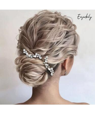 Bride Wedding Hair Pins - Silver Crystal Rhinestone Hair Accessories (Pack of 2) - Easedaily - Buy Online on SooperMarket.com