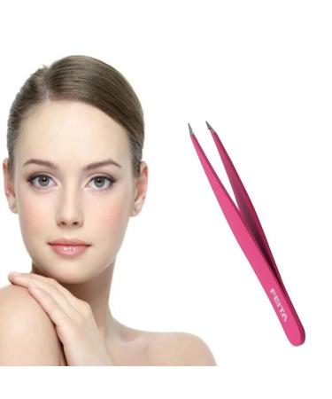 FEITA Professional Stainless Steel Eyebrow Tweezer Set - Slant & Pointed Precision Tweezers for Women - Facial Hair Removal Clip - Pink (2 Pcs) - Buy Online on SooperMarket.com