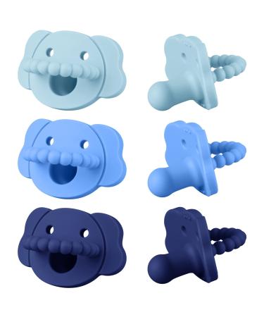 Silicone Pacifier Soother Baby Pacifier with Collapsible Handle and 2 Holes for Added Safety Food Grade Soother BPA Free 6-18 Months Old (6Pack Sports Color)