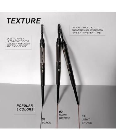 Dual-Sided Eyebrow Pencil Kit - Waterproof Long-Lasting Ultra Precise Brow Makeup - #03 Light Brown - Perfect Natural-Looking Brows - Buy Online on SooperMarket.com