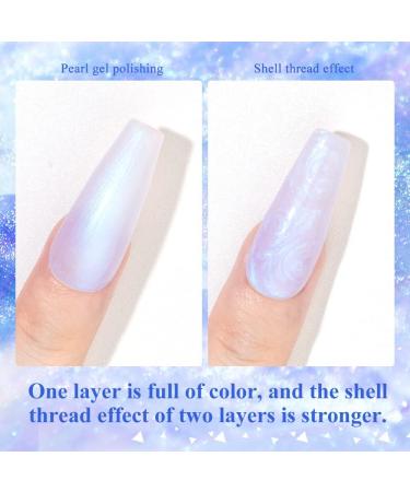 MIZHSE Pearl Gel Nail Polish Set - 6 Shimmer Colors | Pearlescent Shell Glitter | Soak Off UV Lamp Gel | White, Pink, Blue | BKJGLW208 - Buy Online on SooperMarket.com