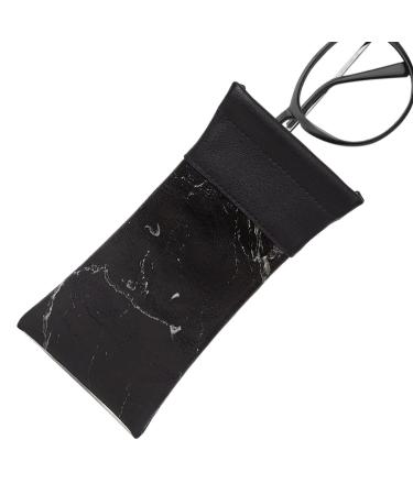 Facynde sunglasses pocket - water -repellent glasses case with marble structure |PU leather squeeze top case bag glasses case sunglasses case soft bag for men and women black
