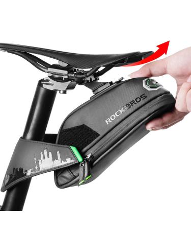 Rockbros bike saddle pocket bicycle bag for MTB racing bike waterproof shockproof seat bag black 1l/ 1.5l with rear light holder approx. 1.5l