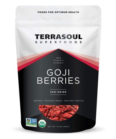 Terrasoul Superfoods Organic Goji Berries 16 Oz - Large Size  Chewy Texture  Premium Quality  Lab-Tested