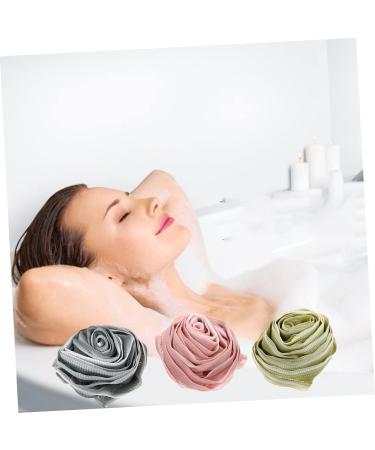 Angoily 3pcs Rose Bath Balls - Natural Loofah Body Scrubber & Shower Back Scrubber for Adults | High-Quality Bath Poufs & Brushes for Relaxing Bath Experience - Buy Online on SooperMarket.com