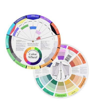 3 Pieces Creative Color Wheel  Art Class Teaching Tool Paint Mixing Learning Guide for Makeup Blending Board(9 inch)